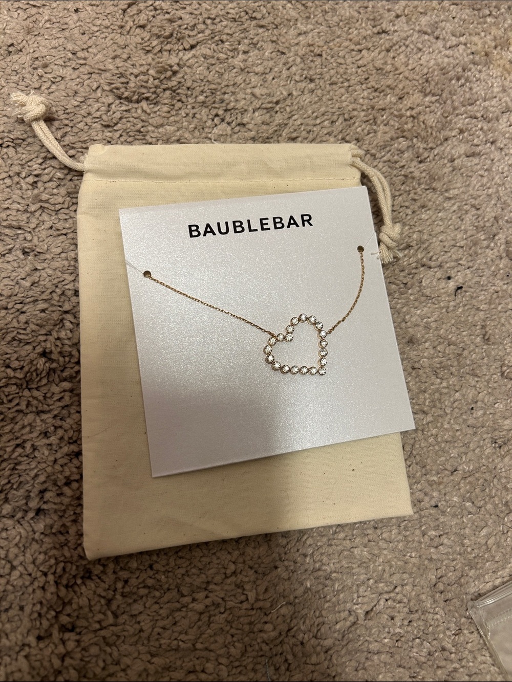 BaubleBar Gold Heart Crystal Outline Necklace